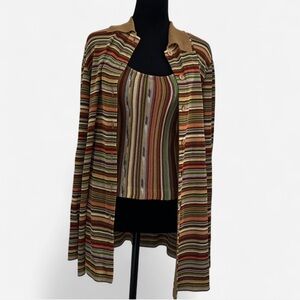 Missoni Brown Multicolor Striped Knit Cardigan ONLY
